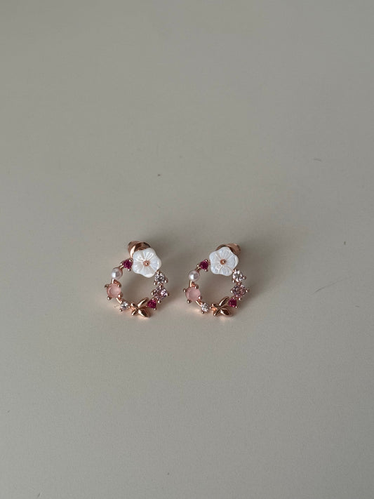 Orecchini Coroncine Floreali - rosè