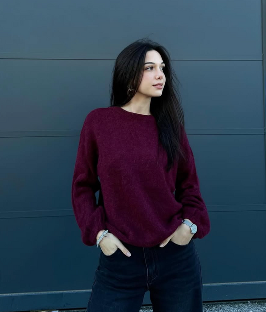 Maglione in alpaca e lana superfine - Burgundy 🍇