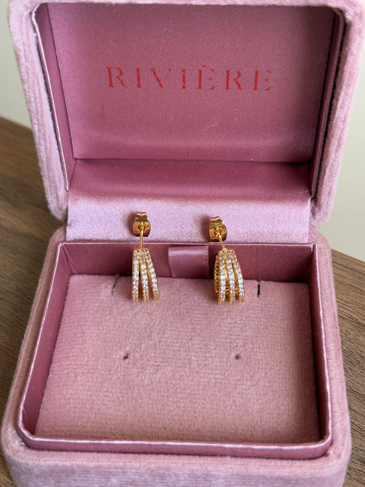 Orecchini triplo hoops Pavè