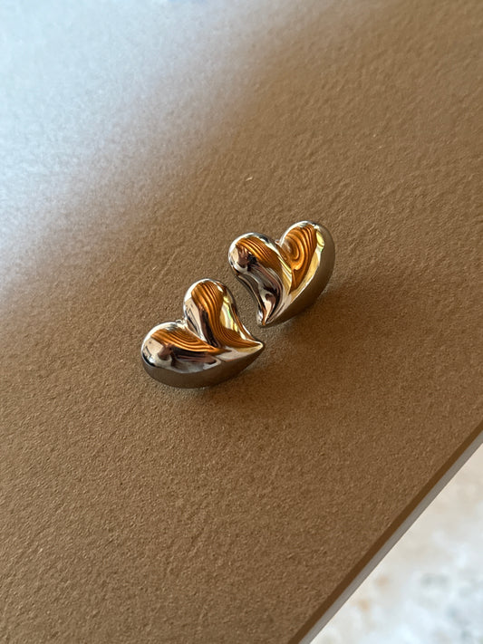Orecchini cuori minimal - argento