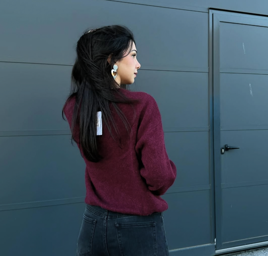 Maglione in alpaca e lana superfine - Burgundy 🍇