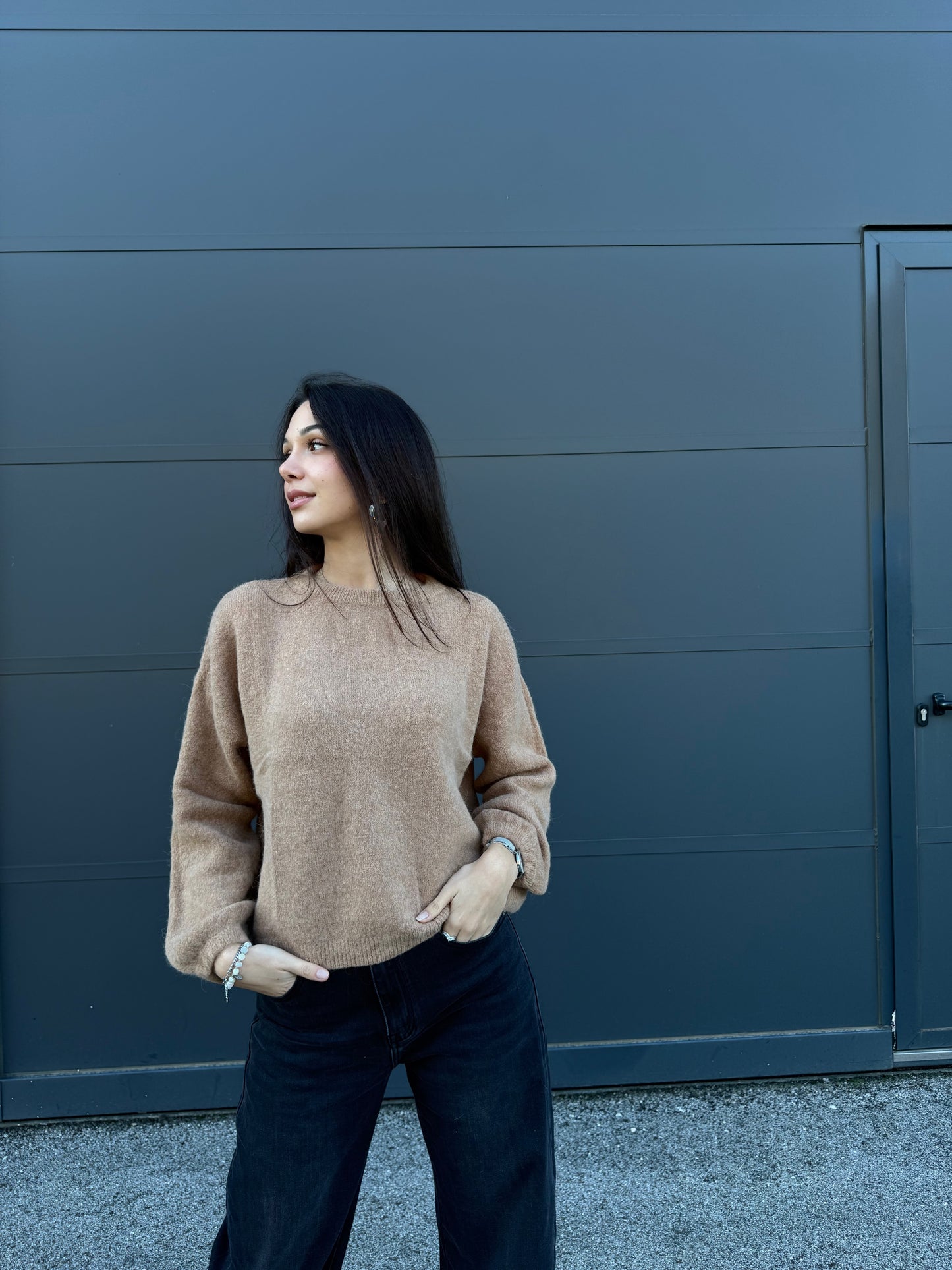 Maglione in alpaca e lana superfine - Cammello