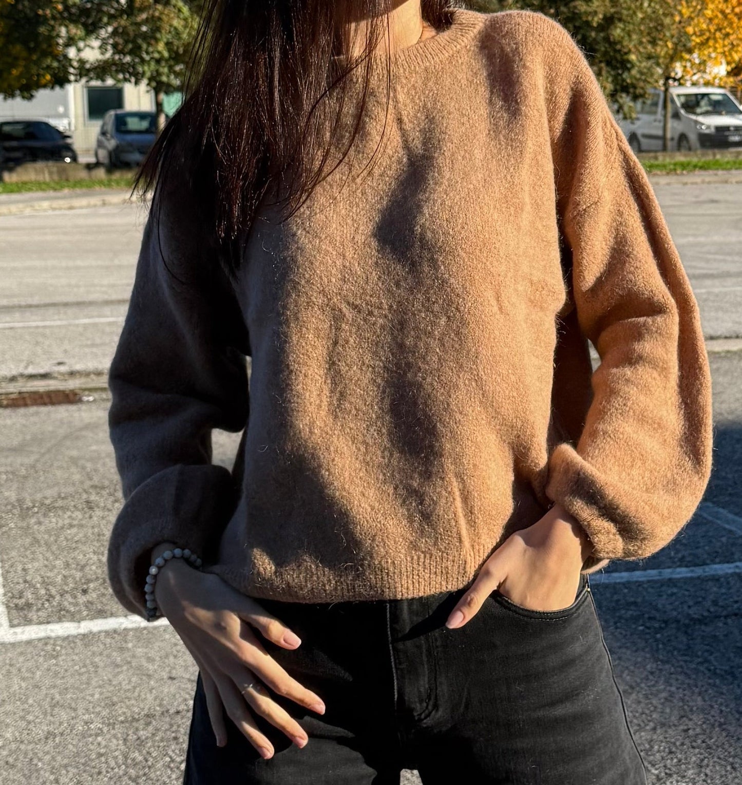 Maglione in alpaca e lana superfine - Cammello