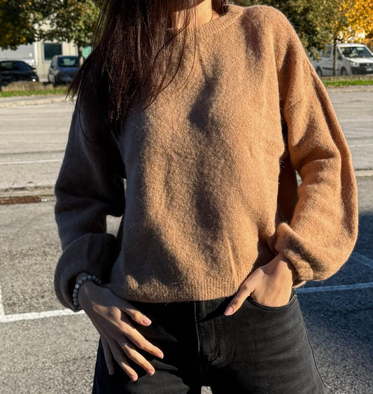 Maglione in alpaca e lana superfine - Cammello