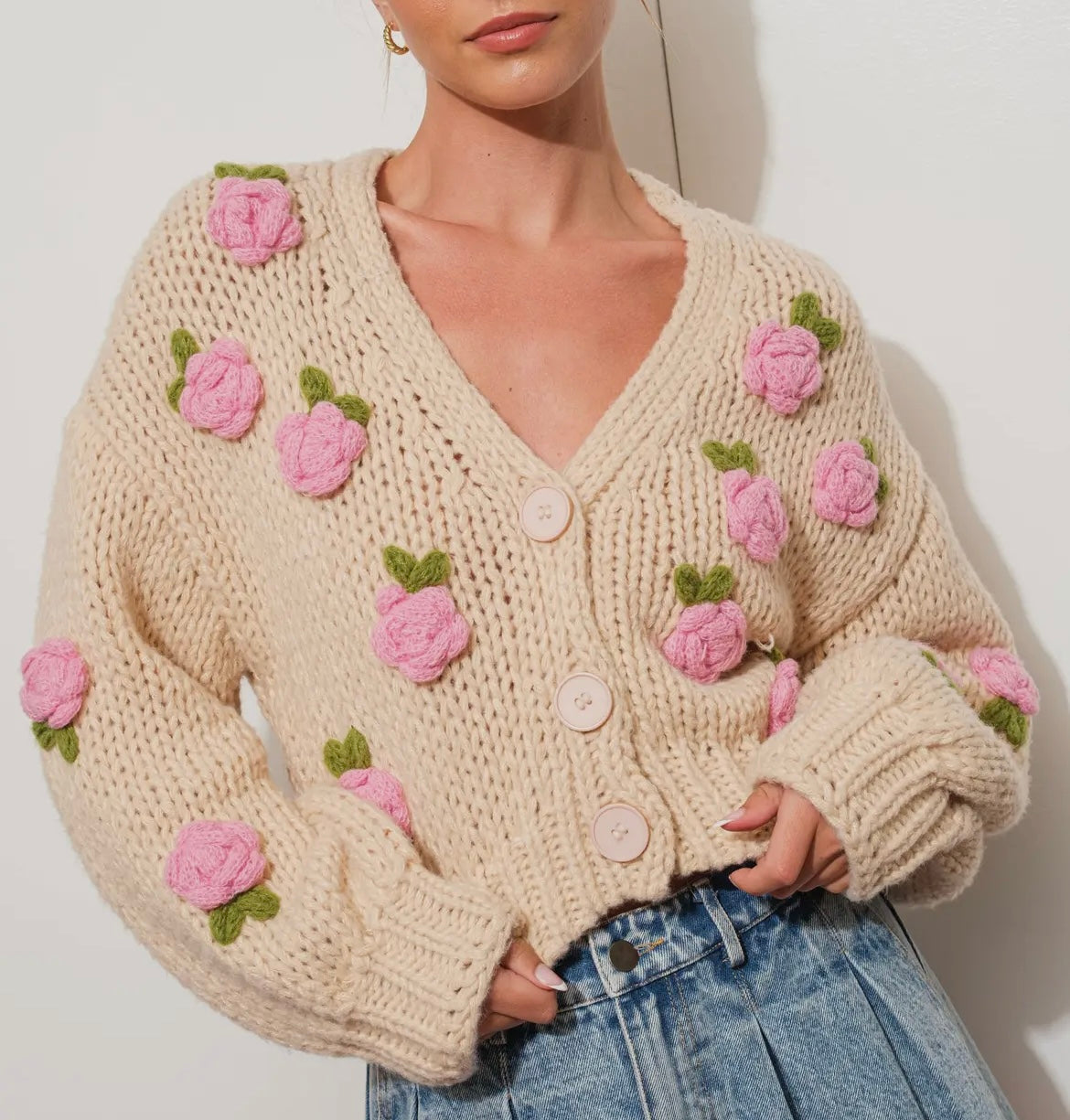 Maglione Rose - fatto a mano