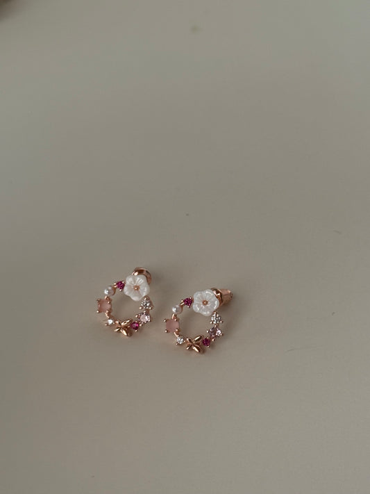 Orecchini Coroncine Floreali - rosè